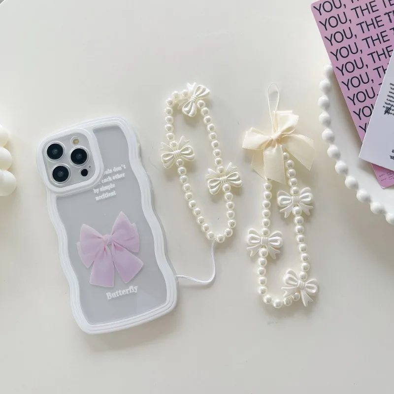 Cadena para móvil con cuentas de oso y corazón, hecho a mano para niñas - imagen 2