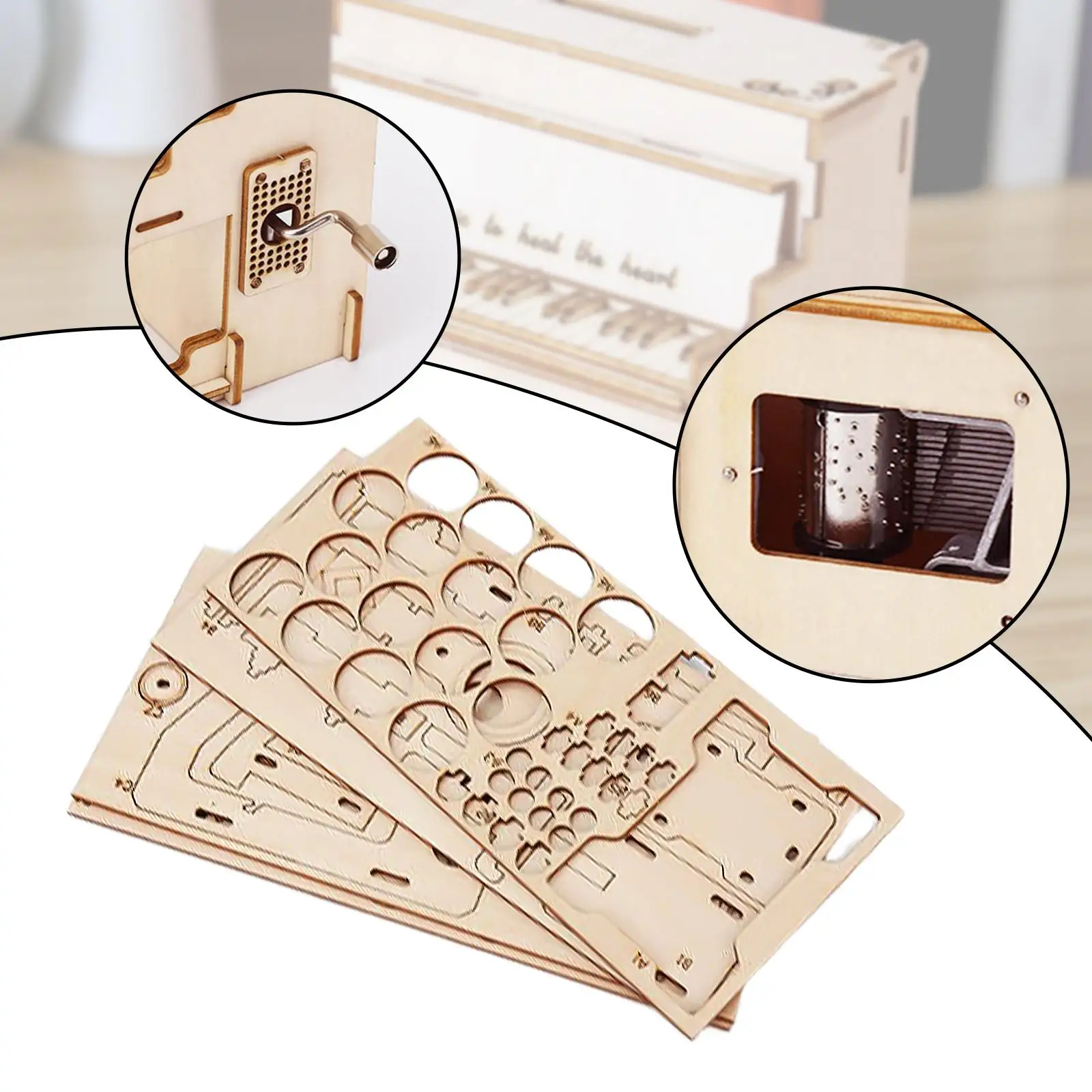 Kit de modelo de caja de música de piano tipo rompecabezas 3D