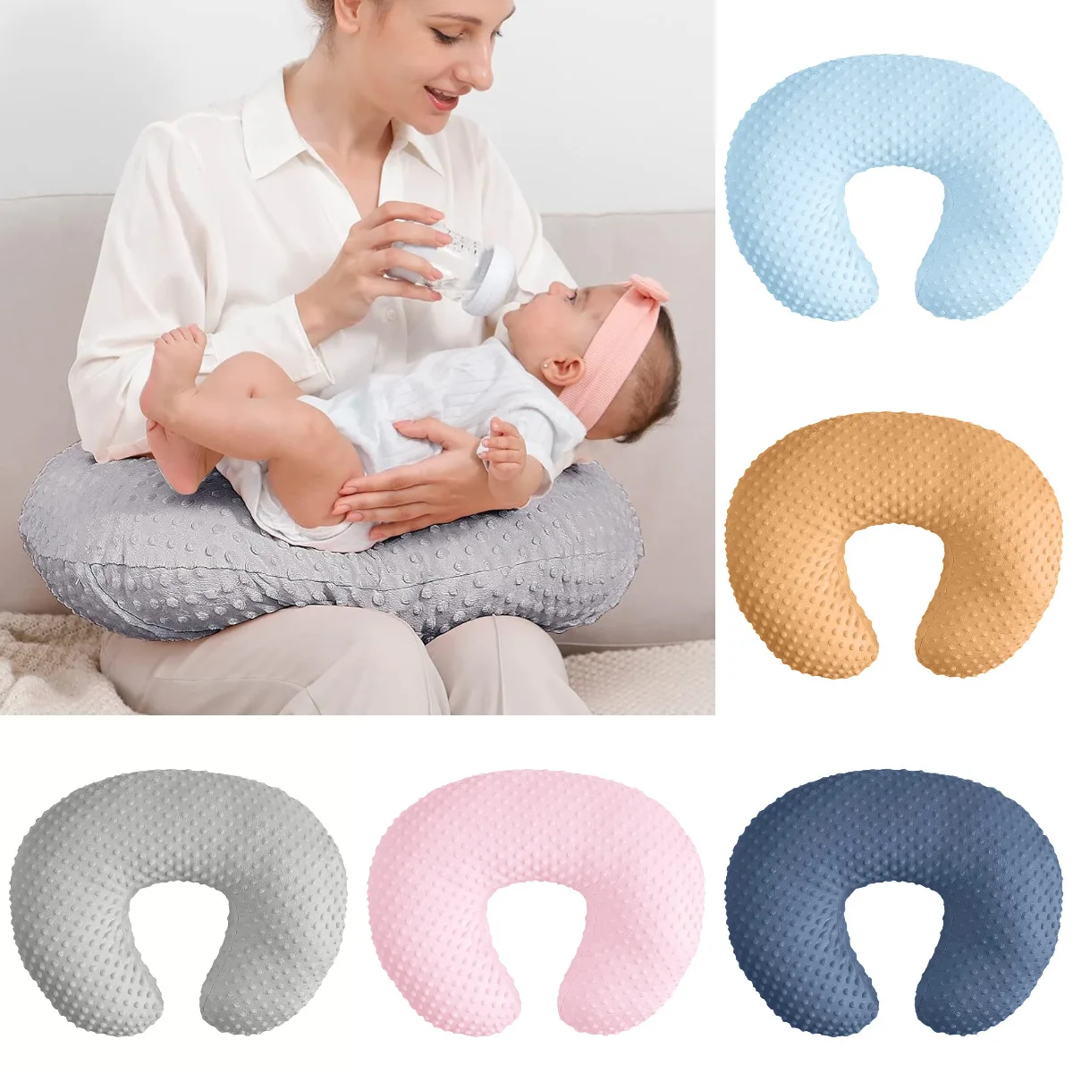 Almohada de lactancia en forma U multifuncional para bebé suave - imagen 2
