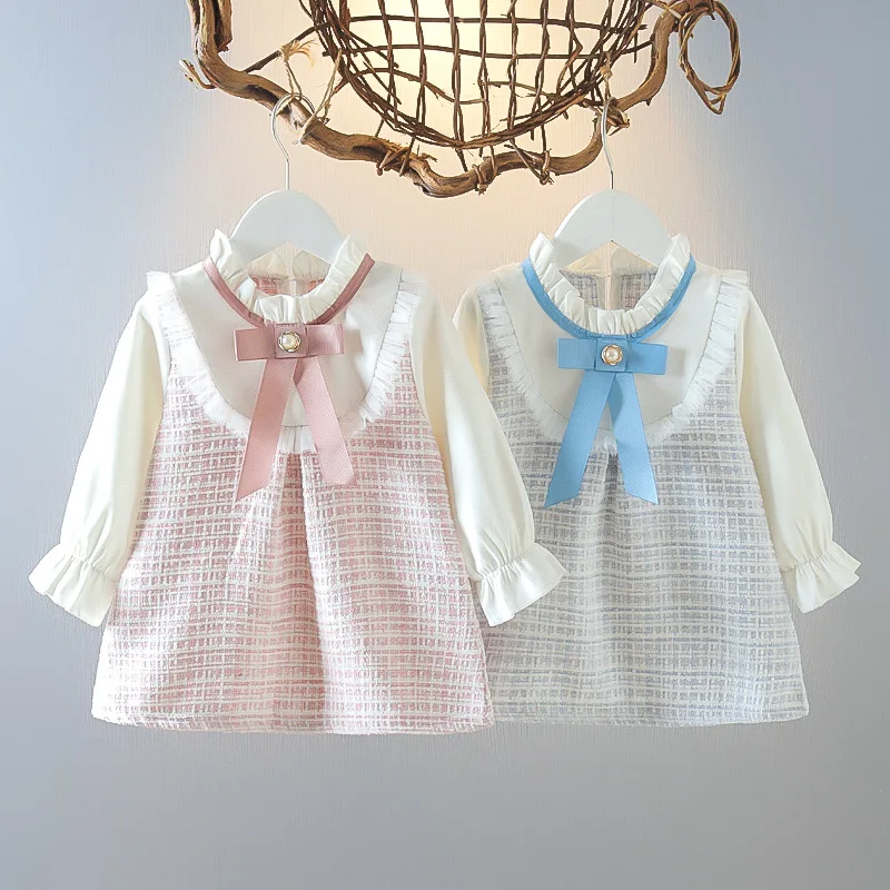 Vestido niña de princesa de manga larga con lazo de malla - imagen 2