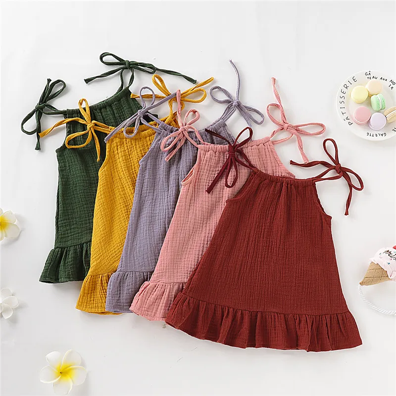 Vestido verano algodón transpirable para niña – Halter ajustable