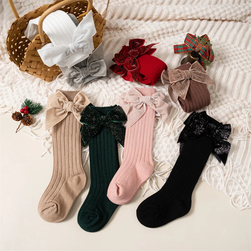 Calcetines Navidad niña – Algodón rojo suave con lazo grande - imagen 5