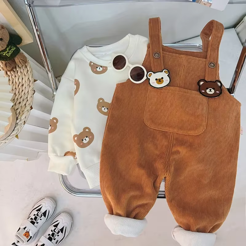 Conjunto sudadera con capucha y leggings de felpa para niña – Invierno - imagen 3