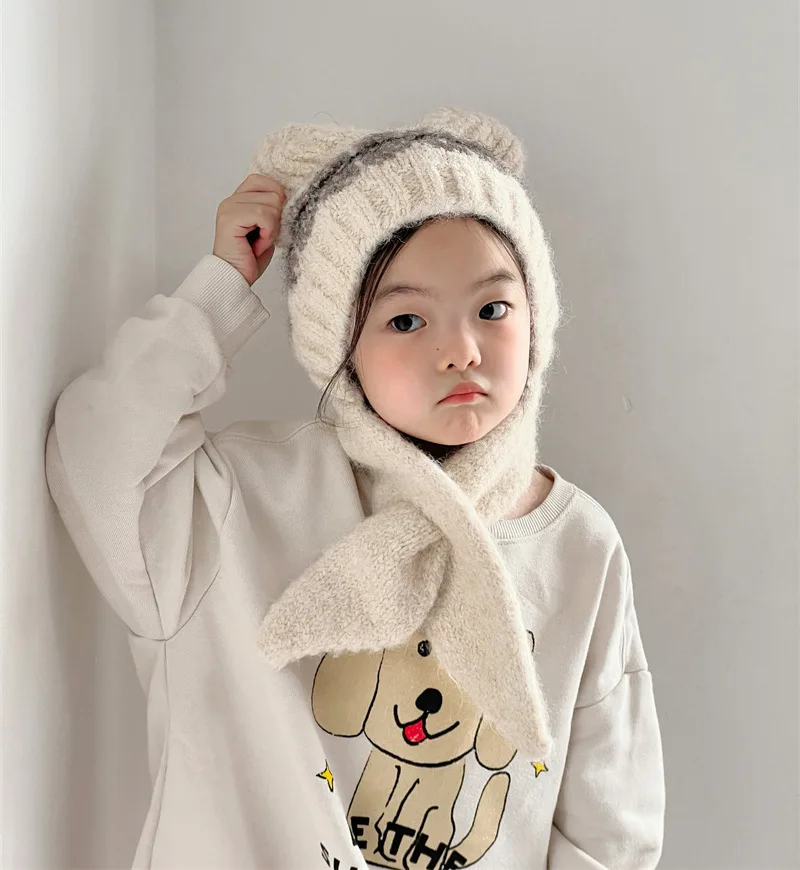 Conjunto infantil de gorro y bufanda para mantener el calor en invierno
