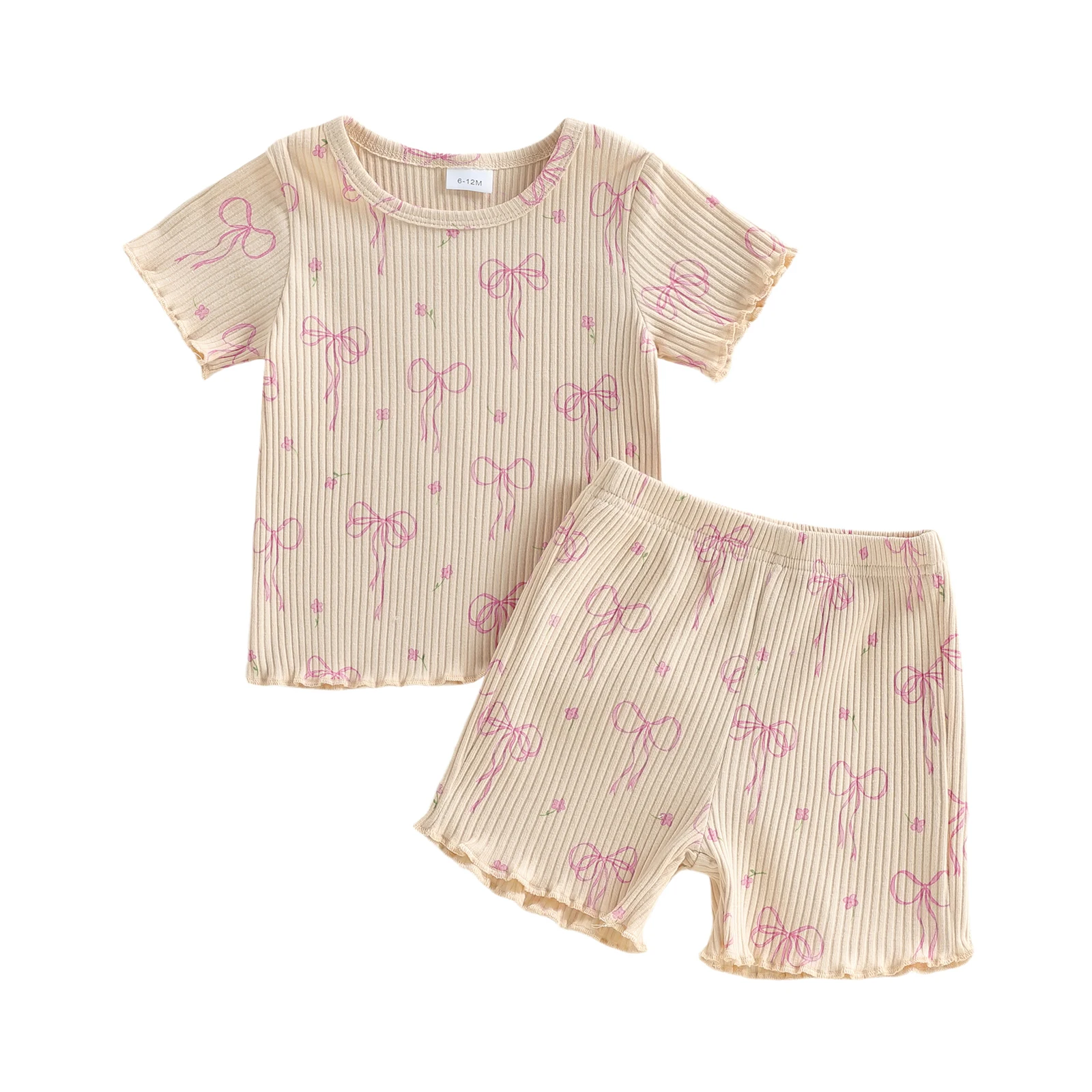 Conjunto bebé niña camiseta lazo y pantalón corto 2 piezas