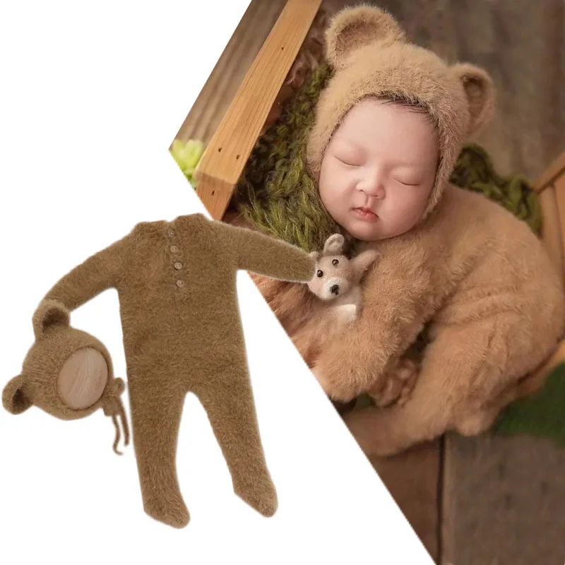 Disfraz para sesión fotográfica recién nacido con gorro de oso - imagen 3
