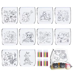 Bolsas con cordón y marcadores para colorear – Kit infantil cartoon
