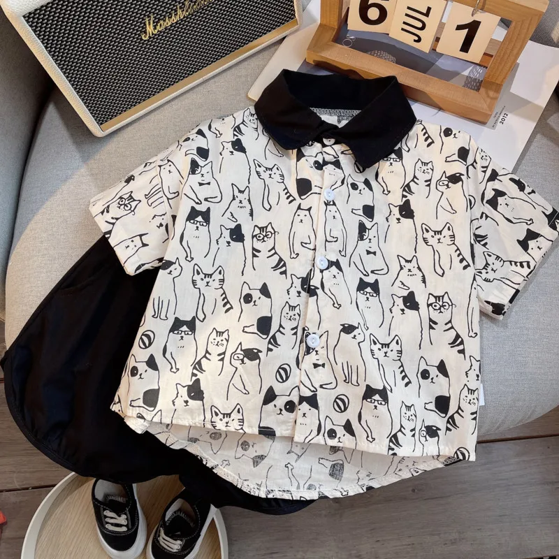 Conjunto de verano bebé con camiseta de dibujos y pantalones cortos - imagen 4