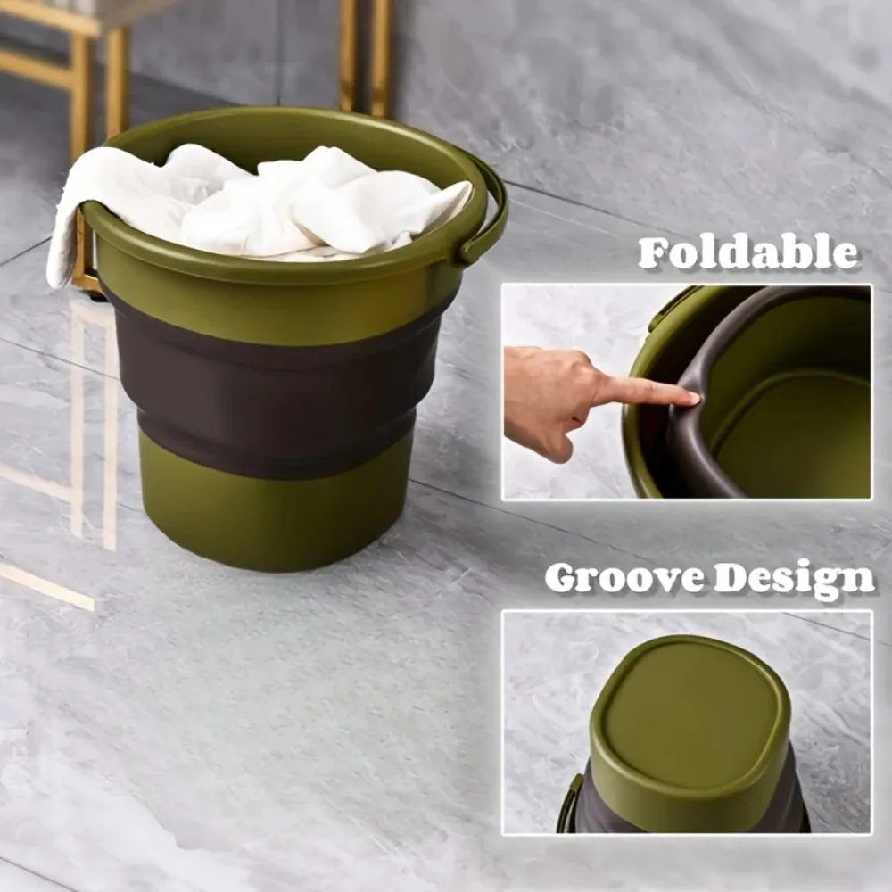 Cubo plegable con asa para playa, camping y pesca - imagen 2