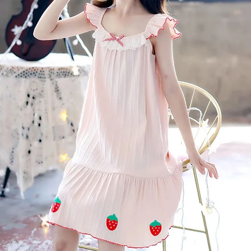 Camisón sin mangas para niña – Estilo princesa dulce cómodo en casa - imagen 2