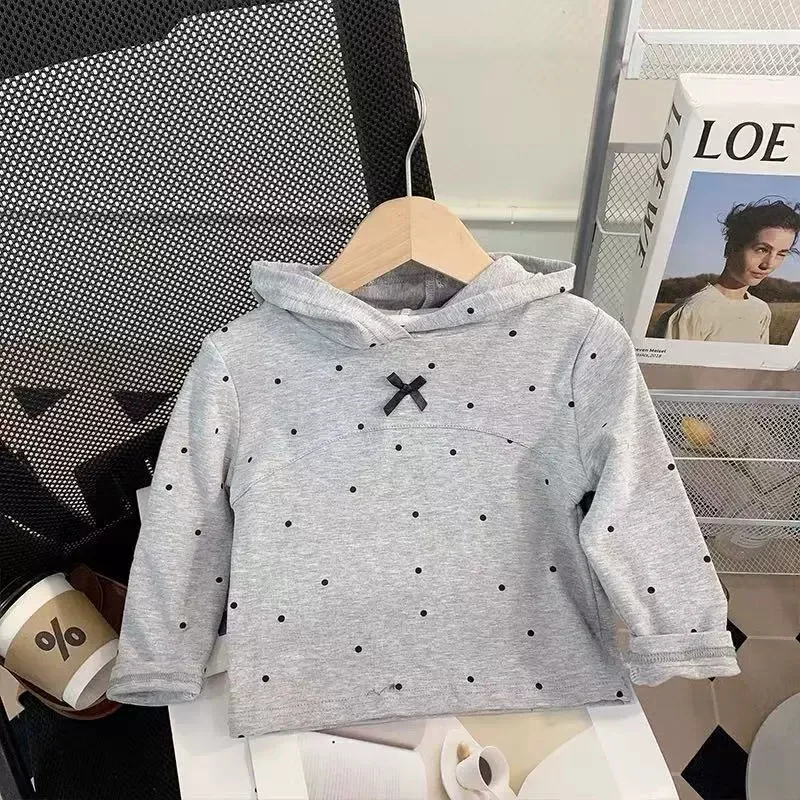 Conjunto de lunares niña con capucha y lazo de manga larga - imagen 4