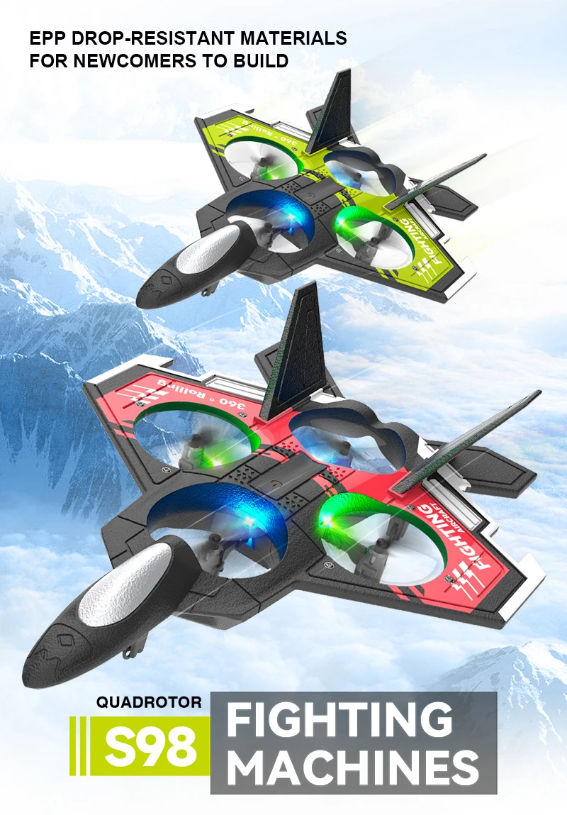 Avión acrobático S98 RC con luz LED
