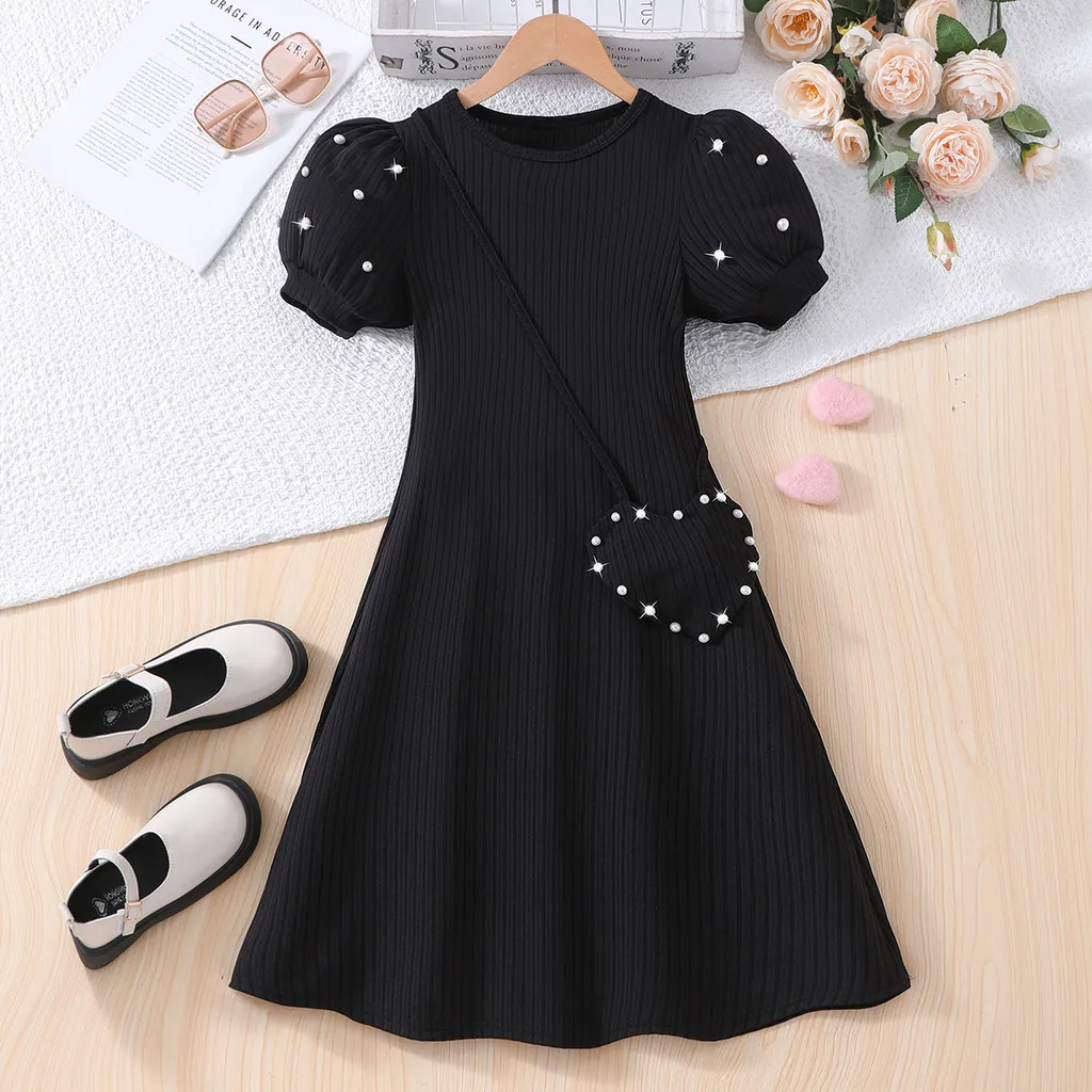 Vestido de verano para niña estilo retro morado manga corta clásico - imagen 3