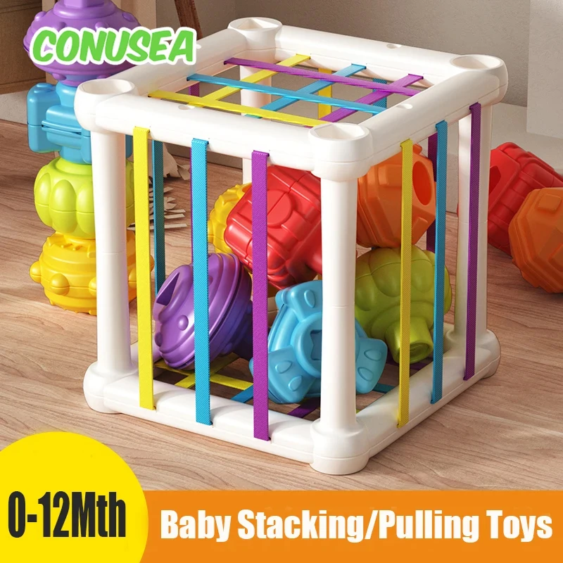 Juguetes Montessori con bloques de tracción y apilado para bebés - imagen 3