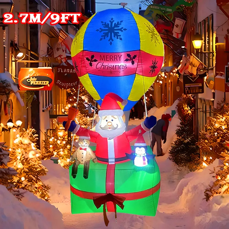 Decoración inflable de Papá Noel en jardín exterior