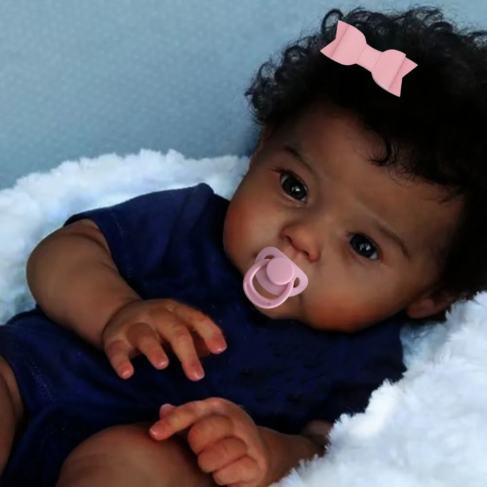 Muñeca realista reborn afroamericana con pelo enraizado para niña - imagen 2