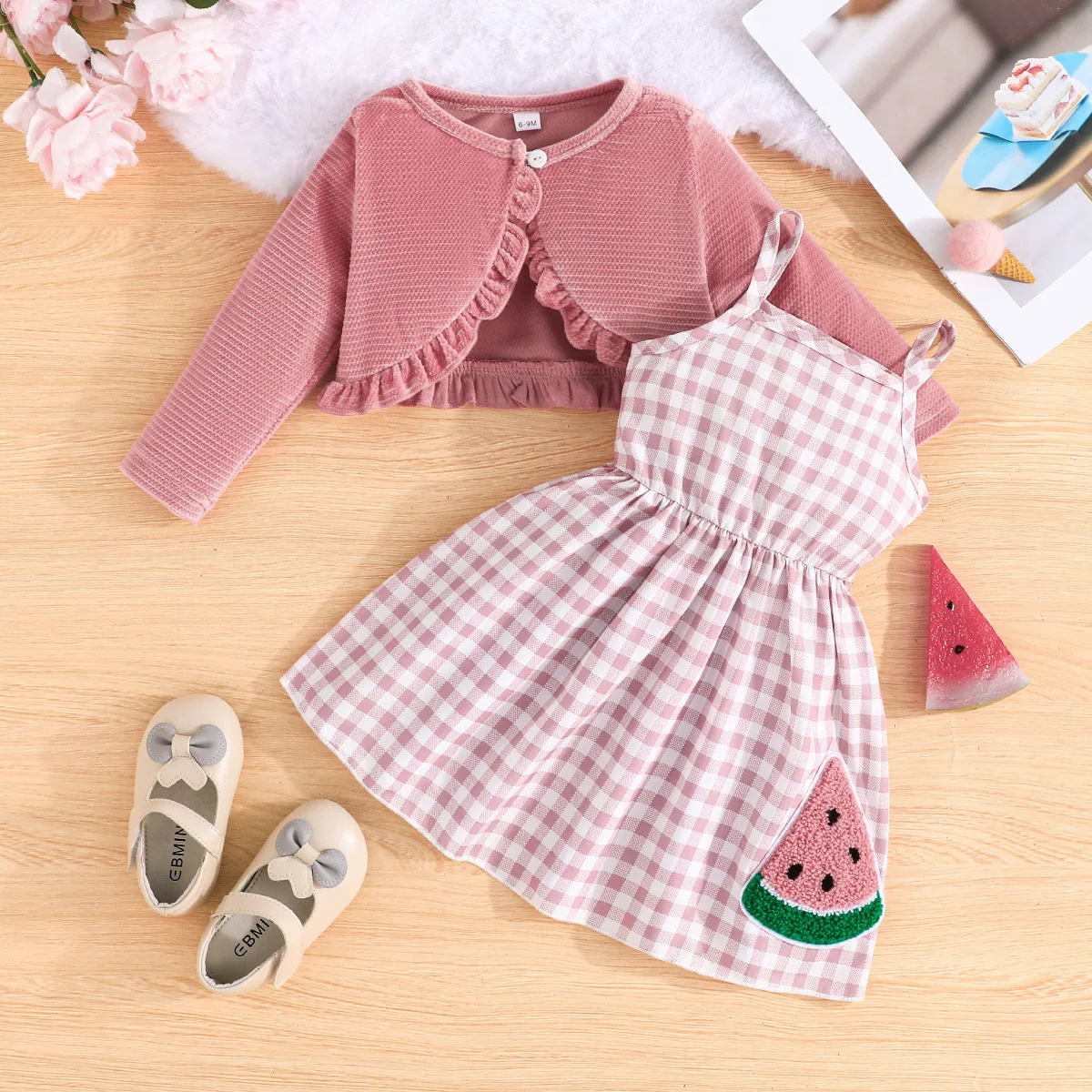 Vestido de princesa a cuadros sin mangas para niña primavera