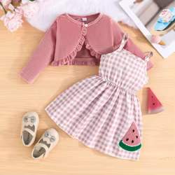 Vestido de princesa a cuadros sin mangas para niña primavera
