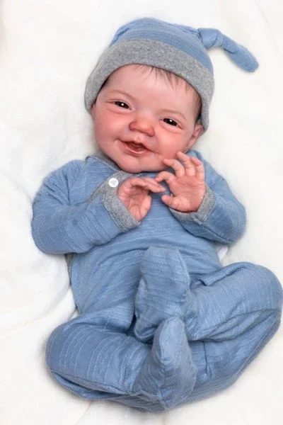 NPK Muñeca Reborn Charlie con sonrisa y piel 3D pintada a mano - imagen 3