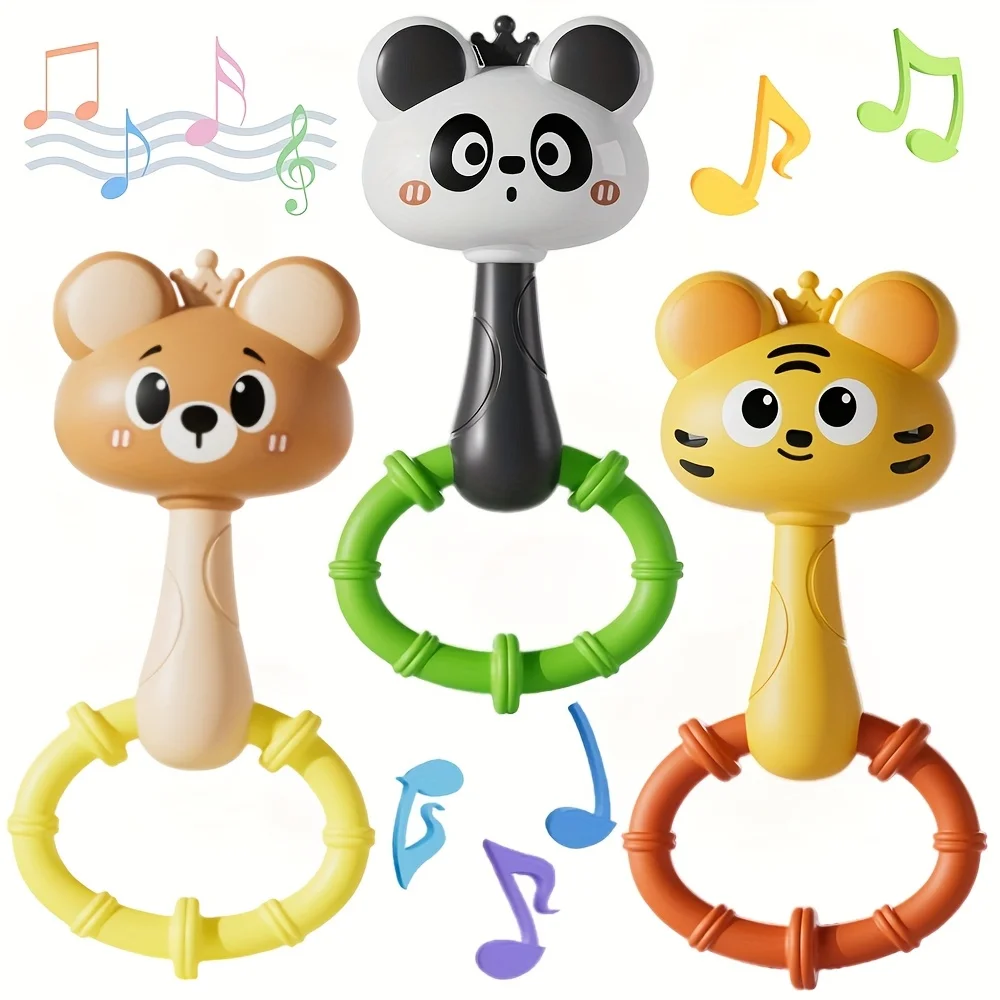 Juguete sensorial musical de carillón de mano oso y tigre - imagen 2