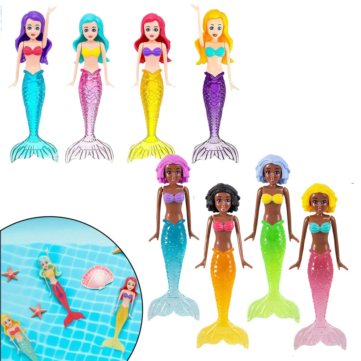 Juguete de baño flotante de sirena para piscina y bañera con elevación