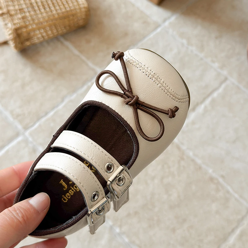 Zapatos de cuero retro para niñas con suela suave antideslizante - imagen 4
