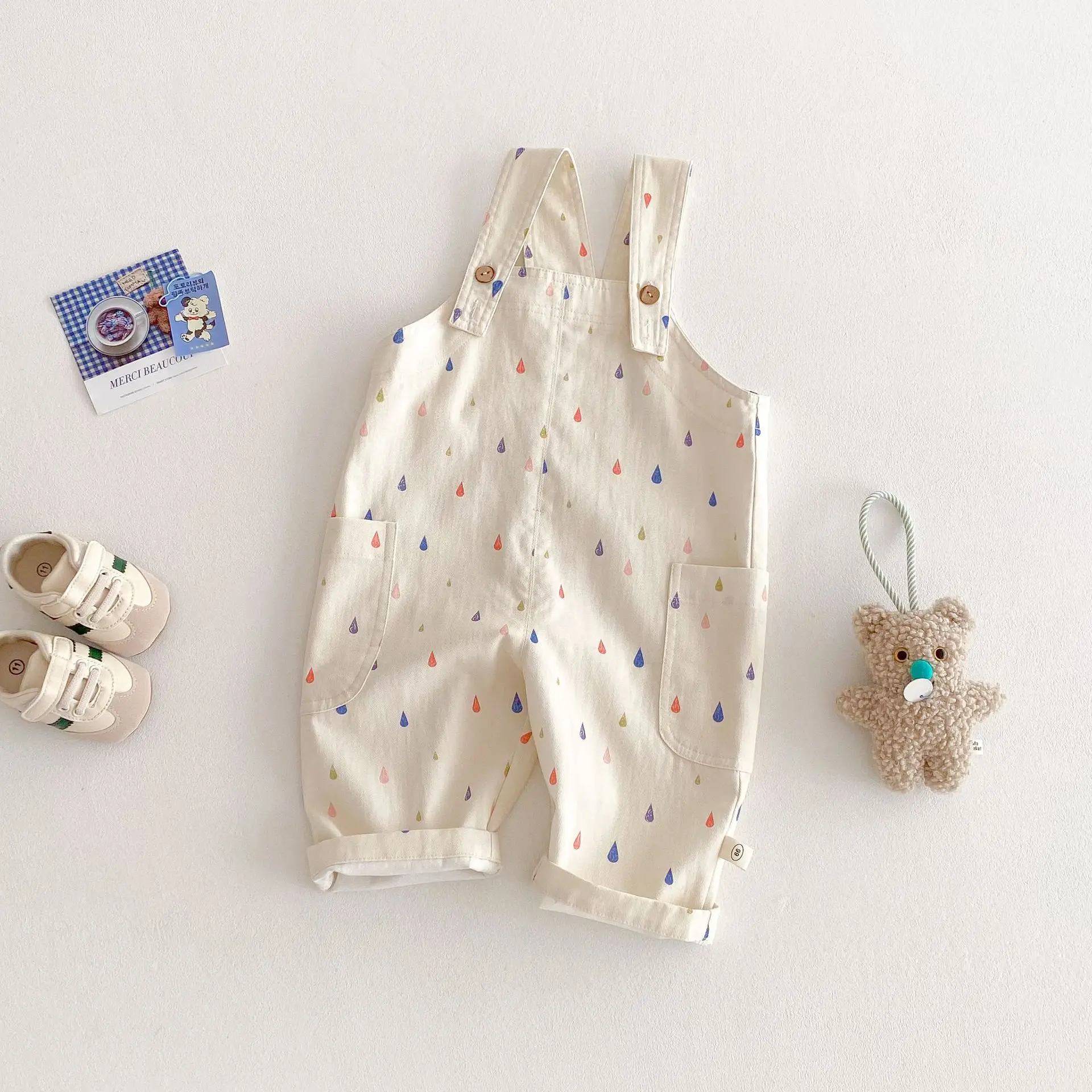Pantalones a rayas con tirantes de lunares primavera para bebé y niños - imagen 5