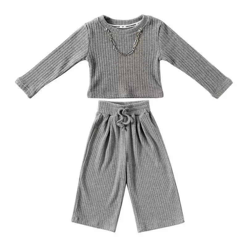 Conjunto moda bebé niña: top manga larga pantalón liso primavera otoño - imagen 5