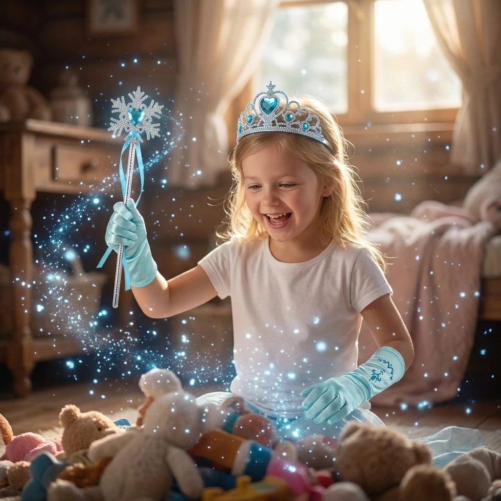 Accesorios de disfraz de princesa para niña con corona y varita - imagen 3