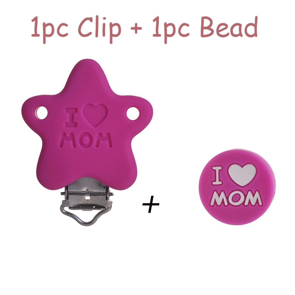 Collar mordedor de silicona con clip y sujeta chupete para bebé