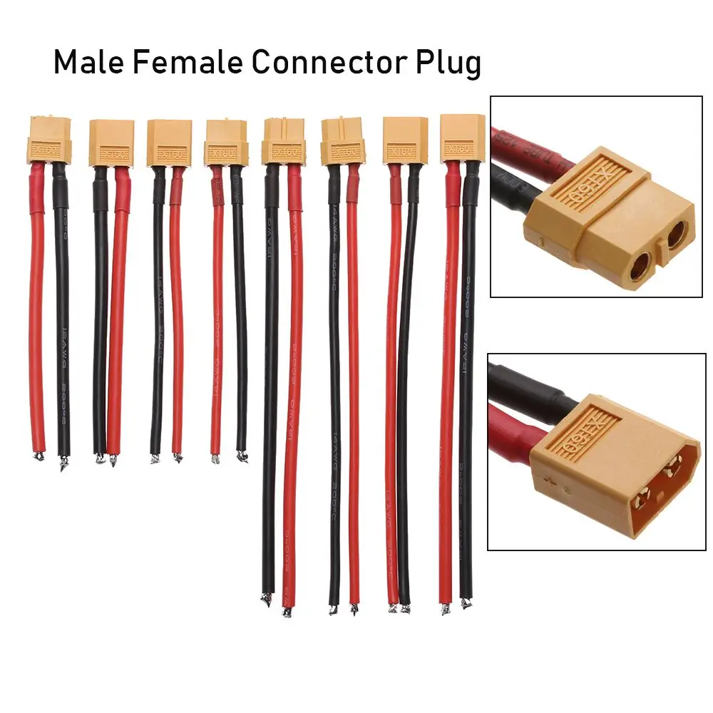 Conector XT60 hembra/macho con silicona