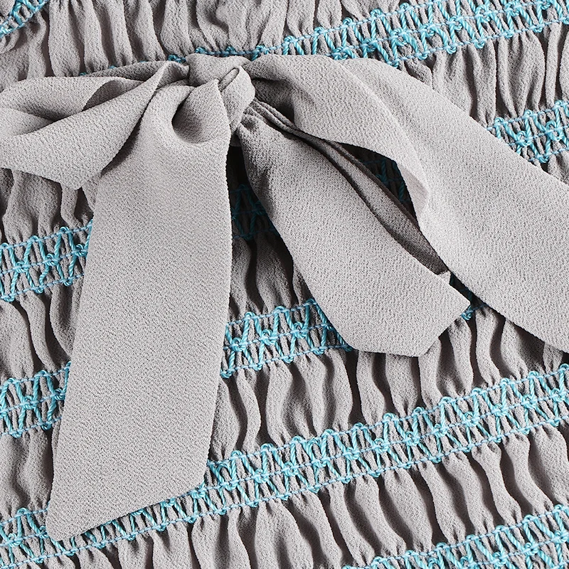 Vestido smocked de verano con lazo gris para niña - imagen 5