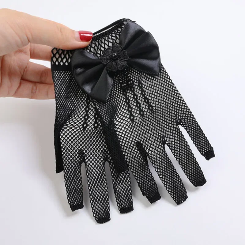 Guantes de princesa encaje perlas para niños y niñas – Fiesta boda - imagen 5