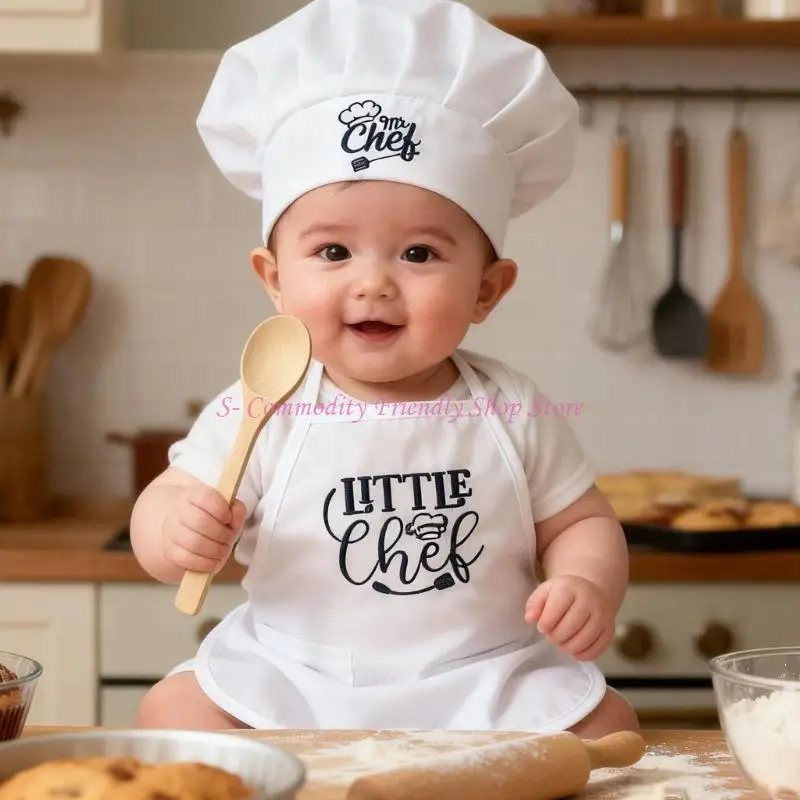 85AE Disfraz de cocinero para recién nacidos con delantal y gorro - imagen 2