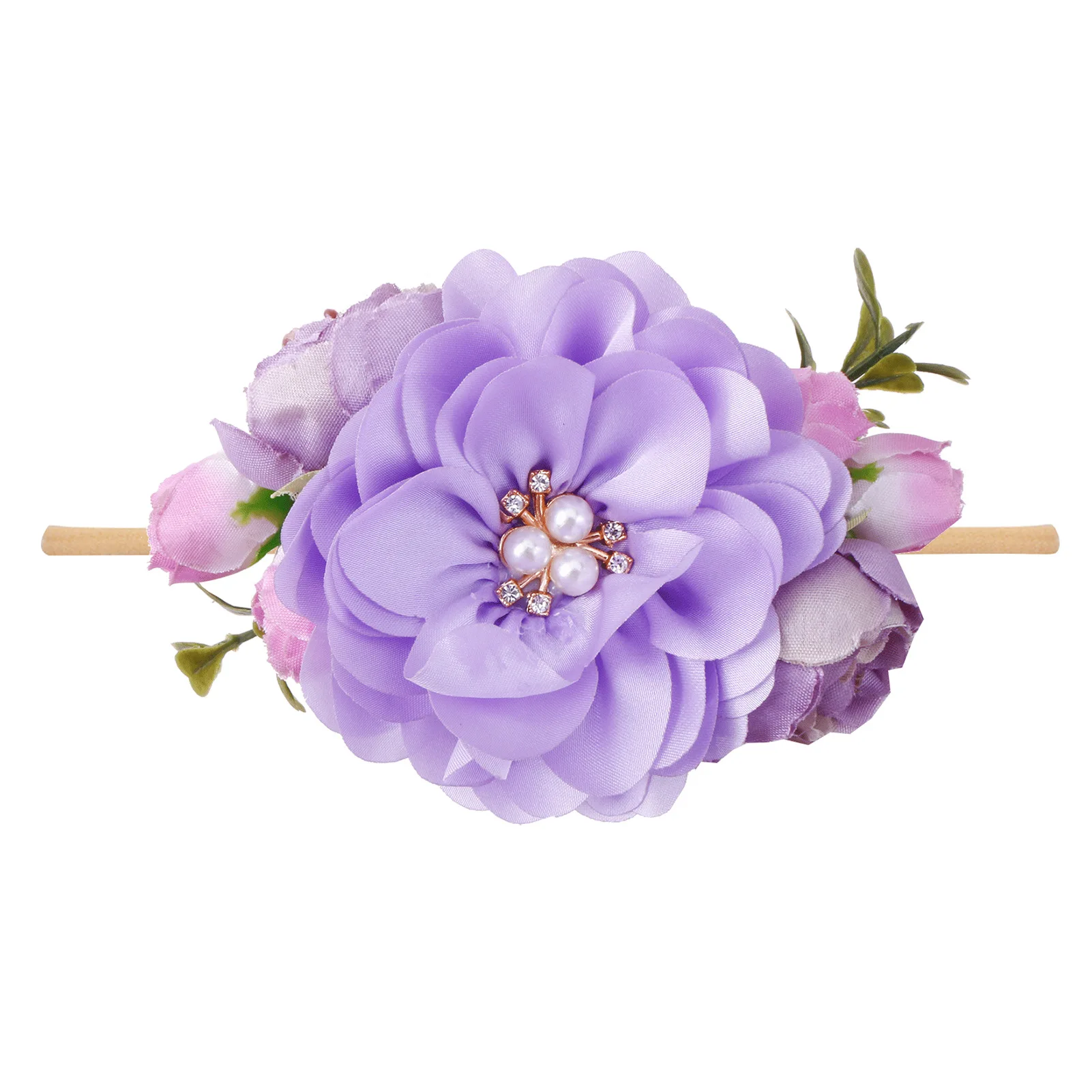 Diadema de flores para bebé con flor grande, estilo princesa - imagen 4