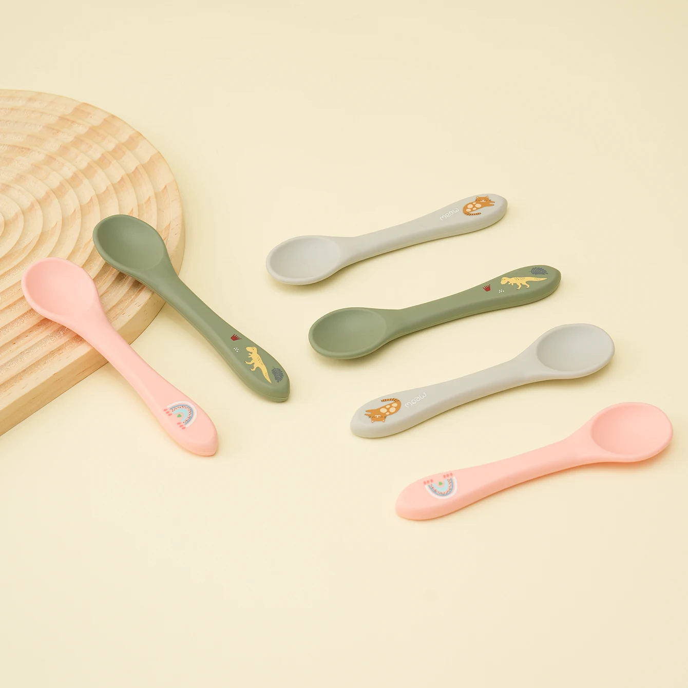 Cuchara de silicona para bebé con mango ergonómica apta lavavajillas - imagen 3