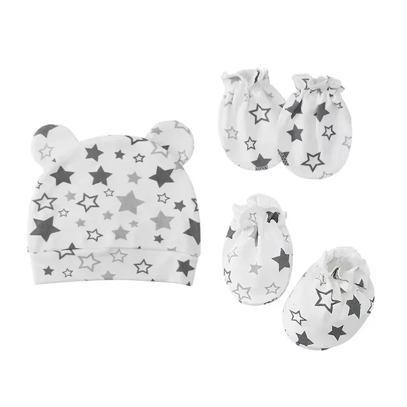 Conjunto gorro y guantes de algodón para bebé Recién Nacido