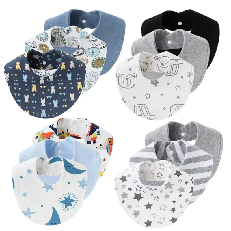 Baberos de algodón para bebés absorbentes con estampado infantil - imagen 4