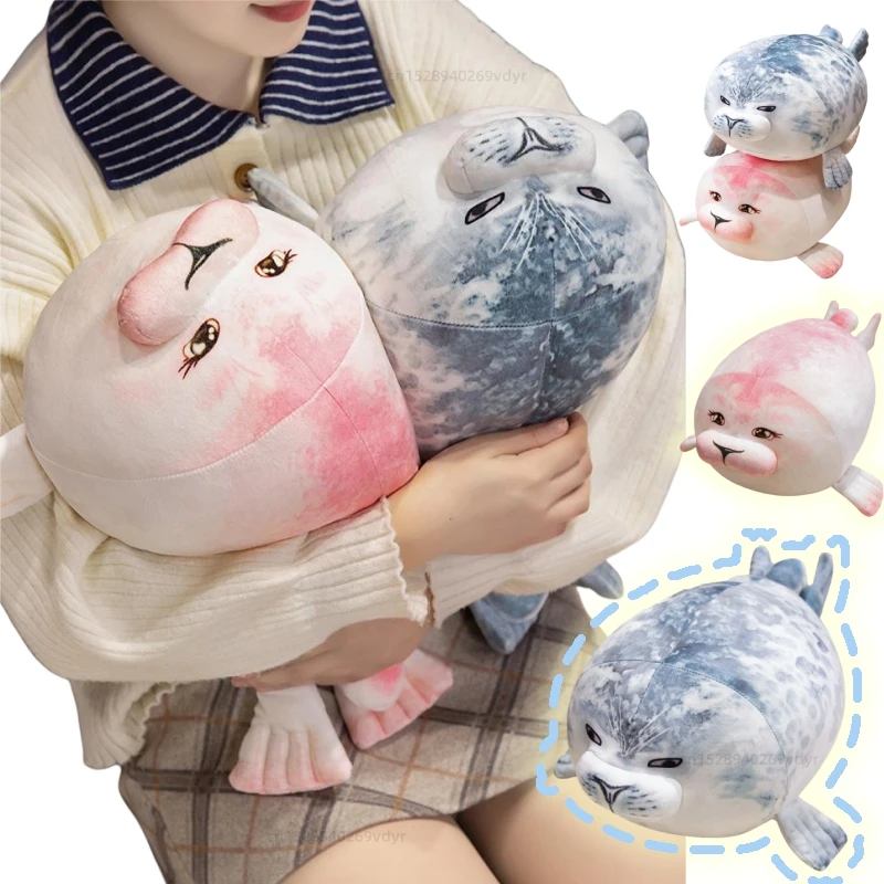 Almohada de peluche 3D azul y rosa con sello suave - imagen 2
