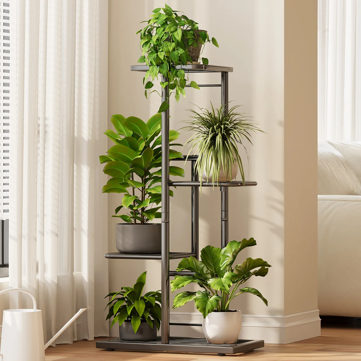Soporte para plantas vertical rodante de varios niveles con ruedas