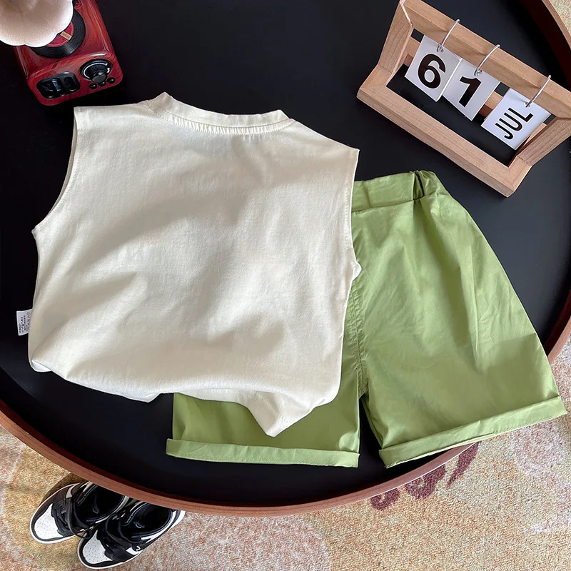 Conjunto verano bebé niño algodón con estampado dibujos sin mangas - imagen 4