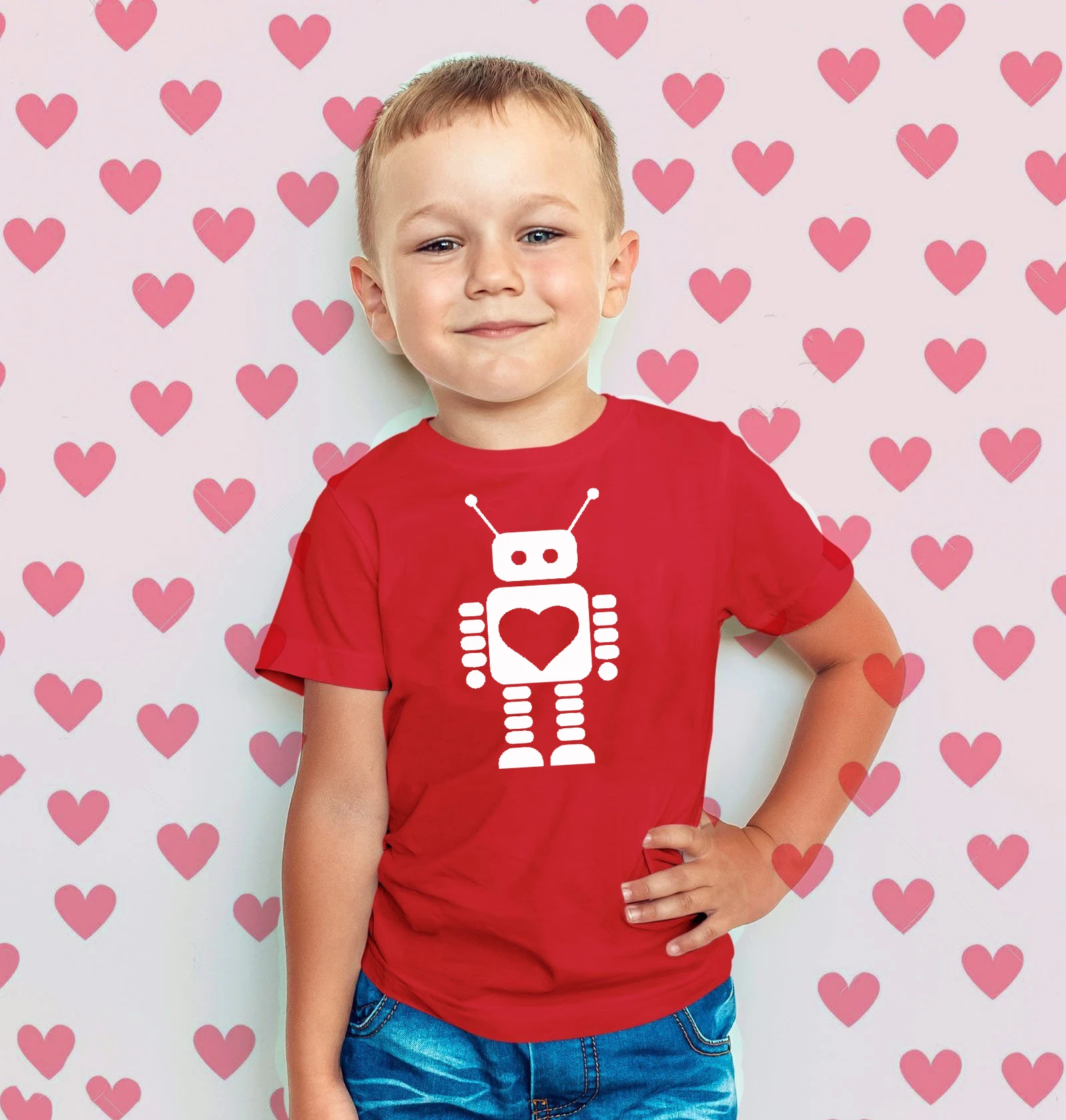 Camiseta Little Love Machine Robot San Valentín para niño - imagen 4
