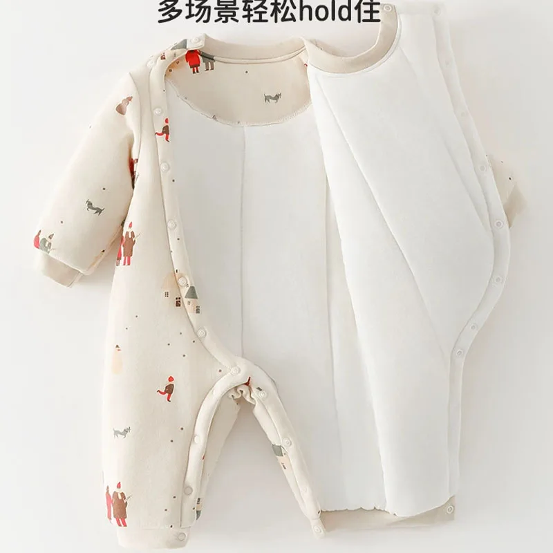 Mono bebé recién nacido de manga larga cálido de invierno con estampado - imagen 3