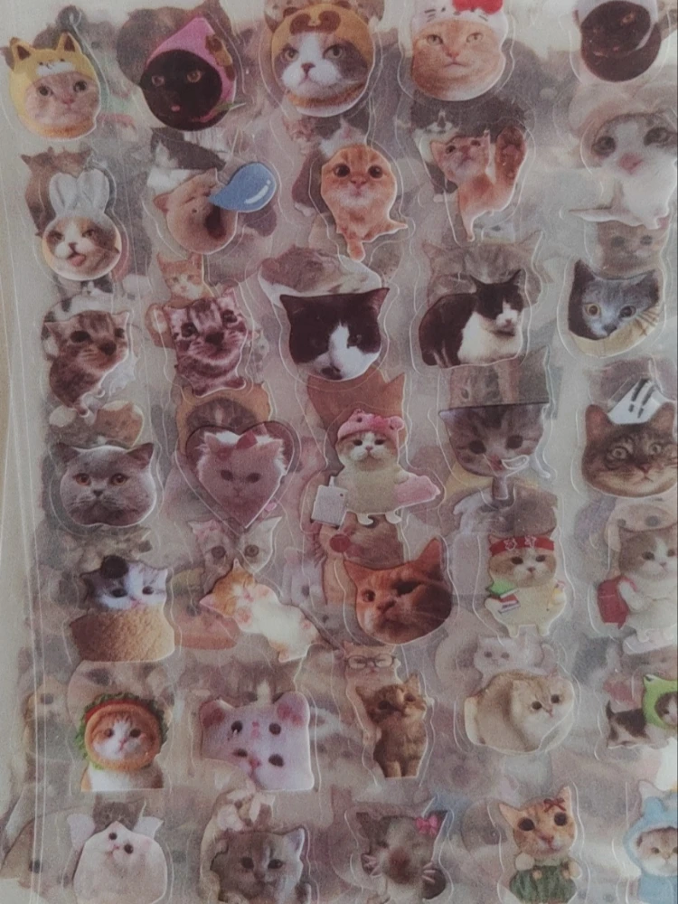 Pegatinas láser de gato translúcidas con purpurina impermeables