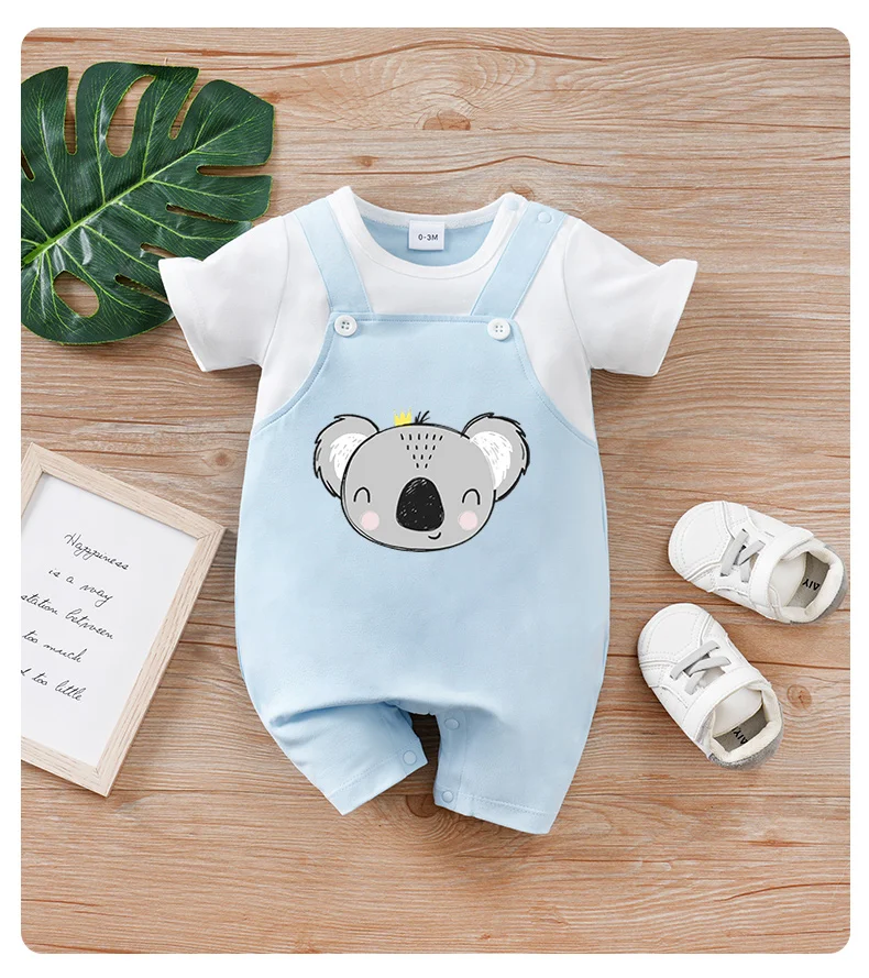Pijama mono de verano con estampado koala azul