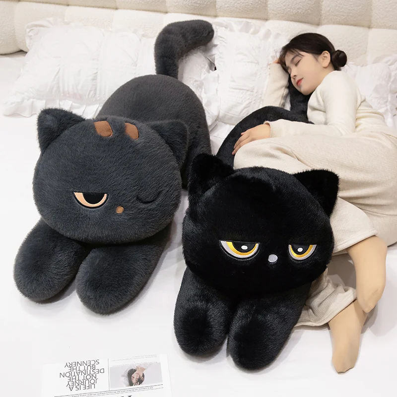 Cojín de felpa de gato negro – Peluche suave para regalar