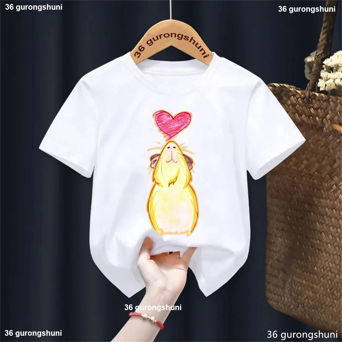 I Love Guinea Pig camiseta infantil de manga corta con cobaya - imagen 3