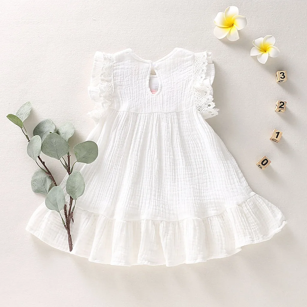 Vestido niña verano lino plisado con bordado delicado manga corta - imagen 5