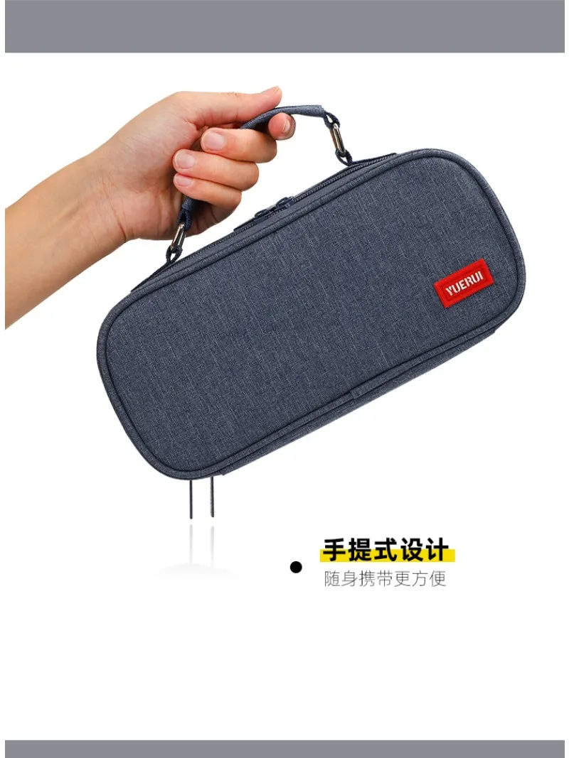 Estuche de lona multicapa en uso