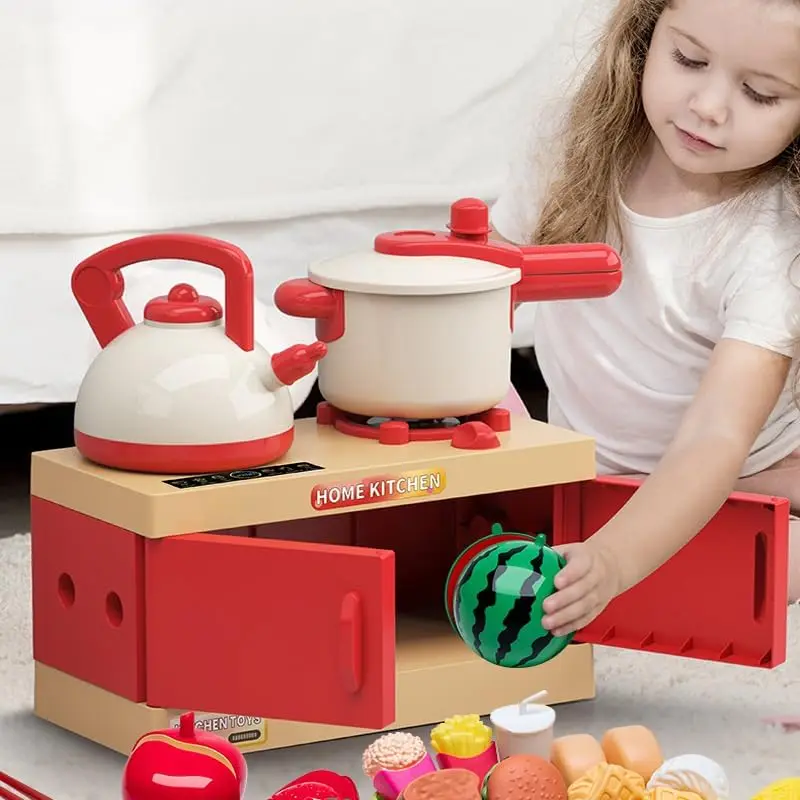 Juego de cocina infantil imitación con estufa y utensilios - imagen 5